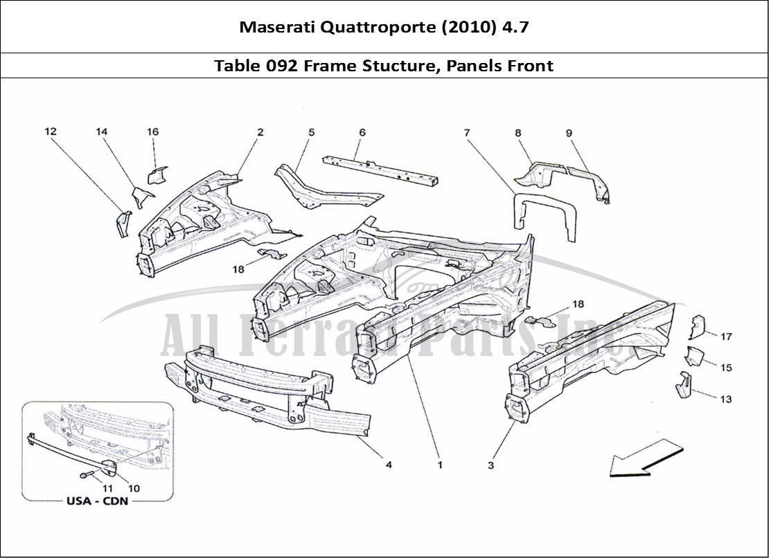 Ferrari Parts Maserati QTP. (2010) 4.7 Page 092 Front Structural Frames A