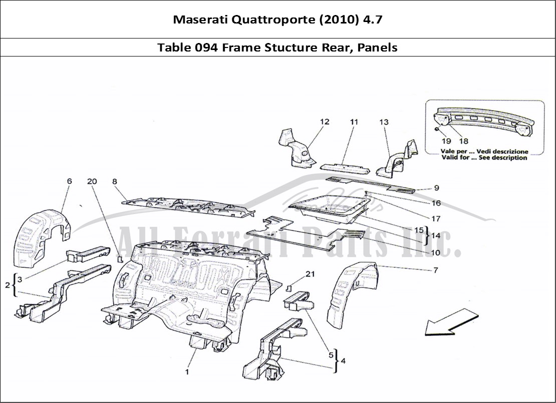 Ferrari Parts Maserati QTP. (2010) 4.7 Page 094 Rear Structural Frames An