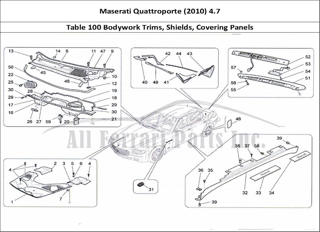 Ferrari Parts Maserati QTP. (2010) 4.7 Page 100 Shields, Trims And Coveri