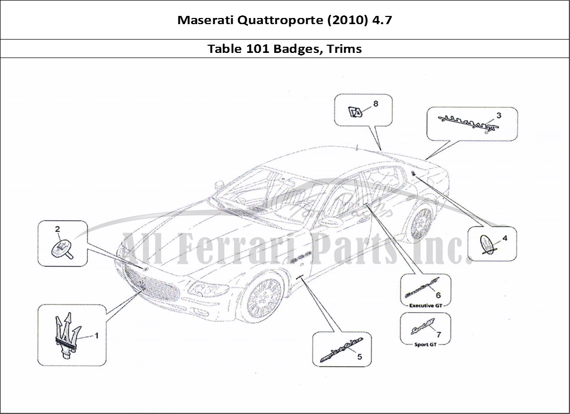 Ferrari Parts Maserati QTP. (2010) 4.7 Page 101 Trims, Brands And Symbols