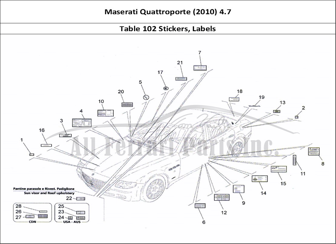 Ferrari Parts Maserati QTP. (2010) 4.7 Page 102 Stickers And Labels