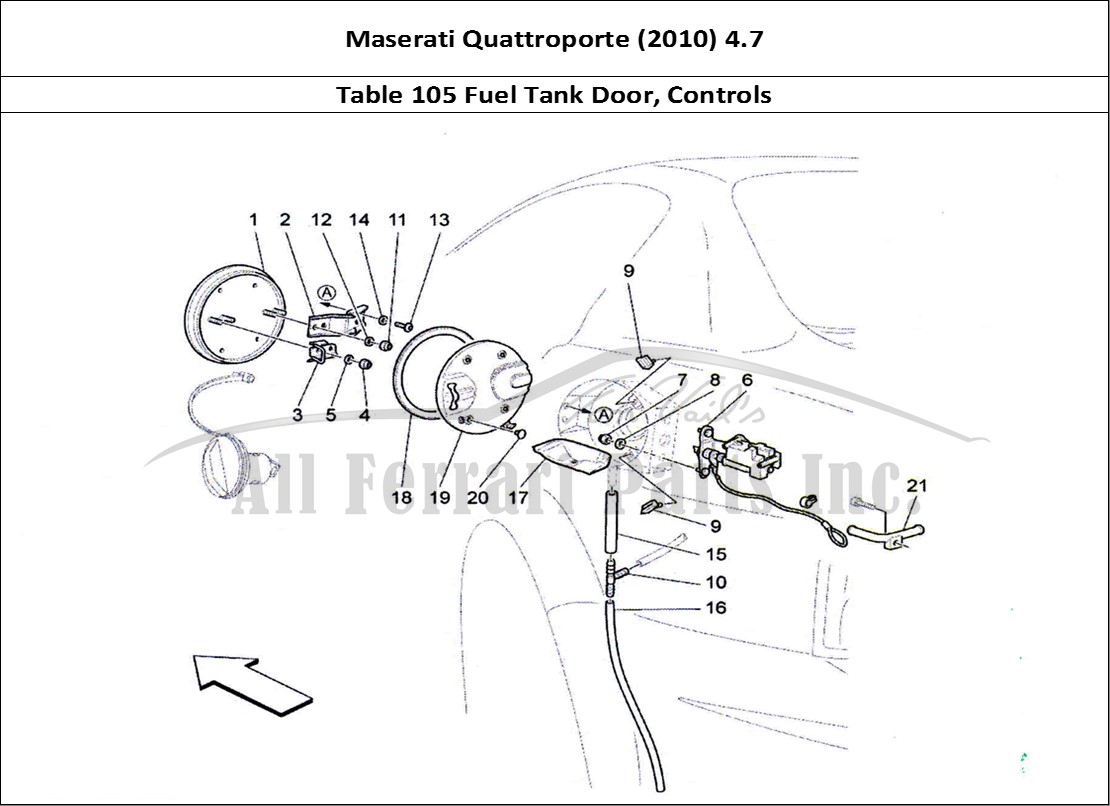 Ferrari Parts Maserati QTP. (2010) 4.7 Page 105 Fuel Tank Door And Contro