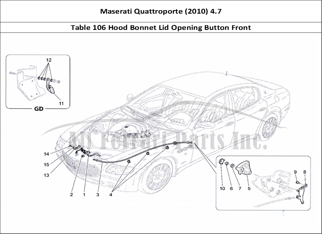 Ferrari Parts Maserati QTP. (2010) 4.7 Page 106 Front Lid Opening Button