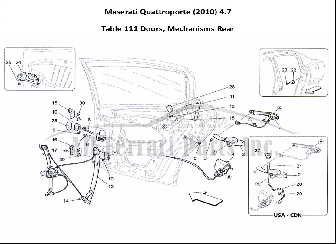 Ferrari Parts Maserati QTP. (2010) 4.7 Page 111 Rear Doors: Mechanisms