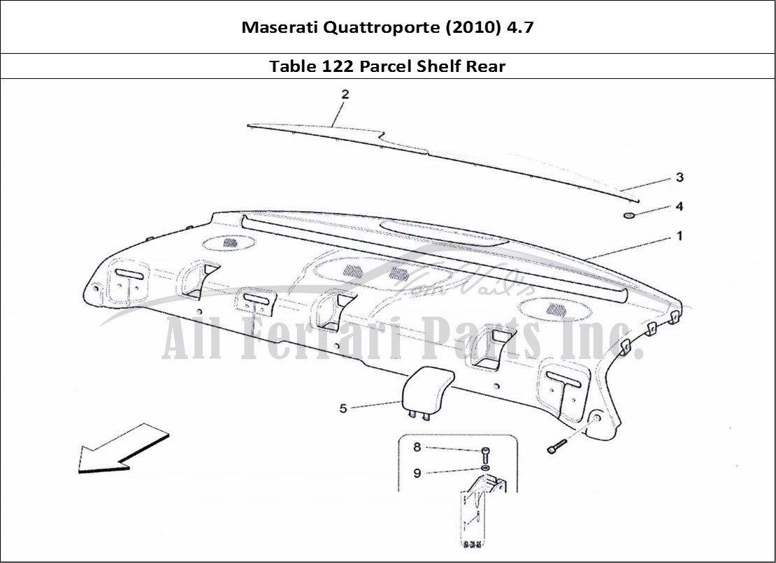Ferrari Parts Maserati QTP. (2010) 4.7 Page 122 Rear Parcel Shelf