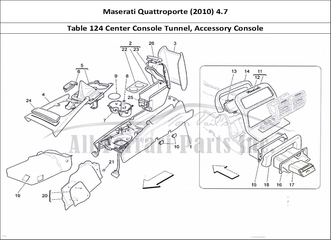 Ferrari Parts Maserati QTP. (2010) 4.7 Page 124 Accessory Console And Cen