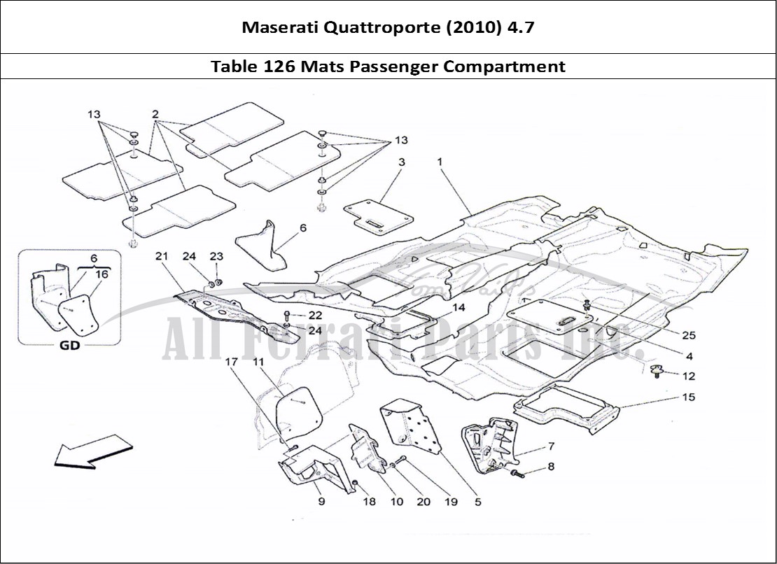 Ferrari Parts Maserati QTP. (2010) 4.7 Page 126 Passenger Compartment Mat