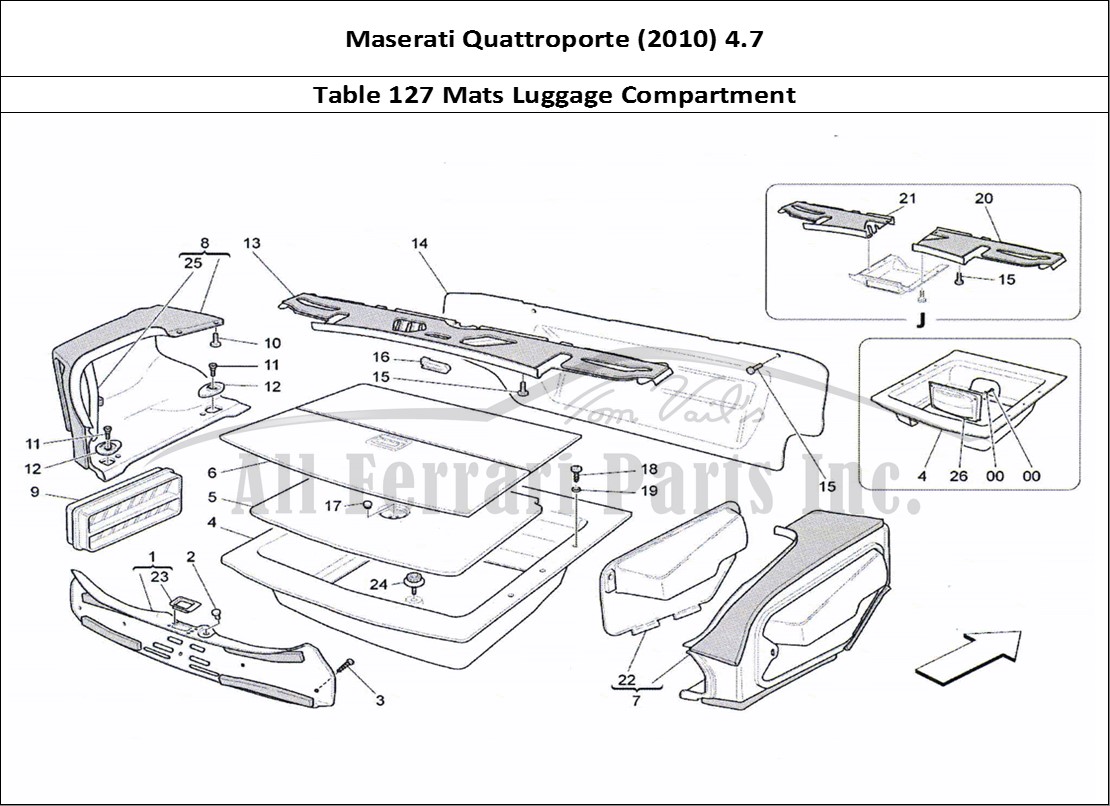 Ferrari Parts Maserati QTP. (2010) 4.7 Page 127 Luggage Compartment Mats