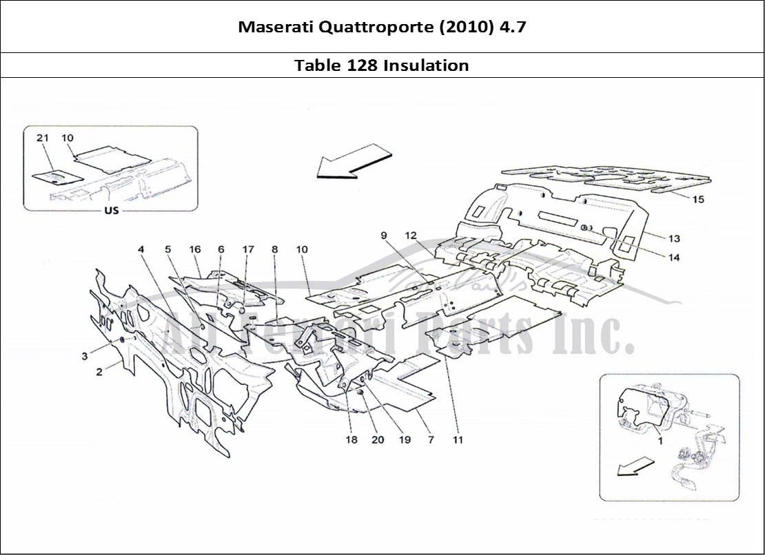 Ferrari Parts Maserati QTP. (2010) 4.7 Page 128 Sound-Proofing Panels Ins