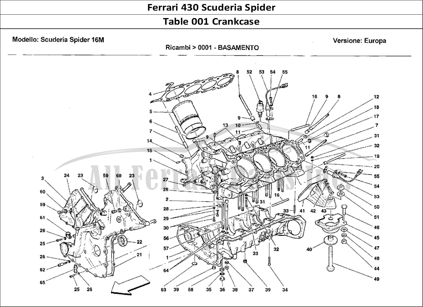 Ferrari Parts Ferrari 430 Scuderia Spider 16M Page 001 Basamento