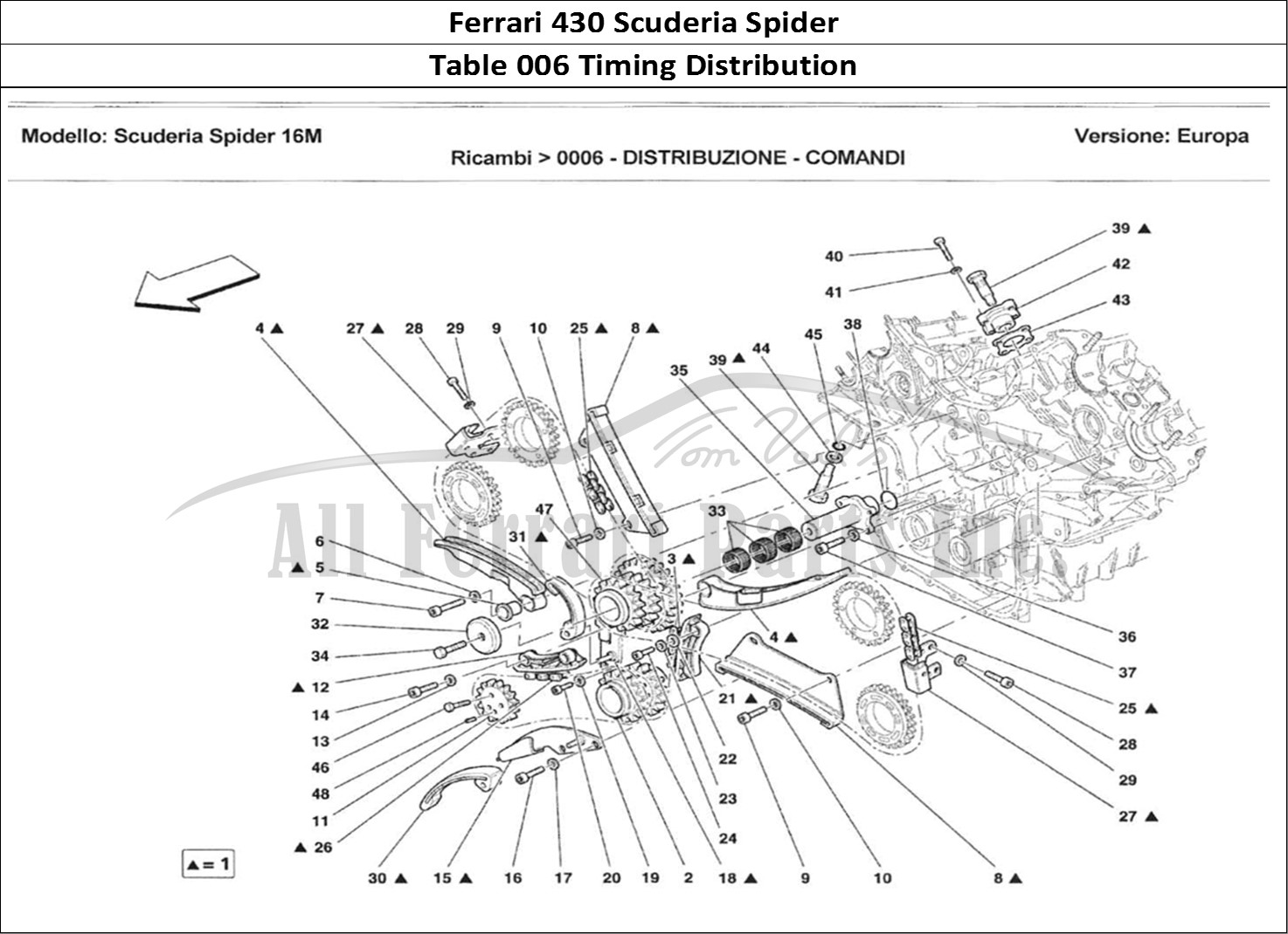 Ferrari Parts Ferrari 430 Scuderia Spider 16M Page 006 Distribuzione - Comandi