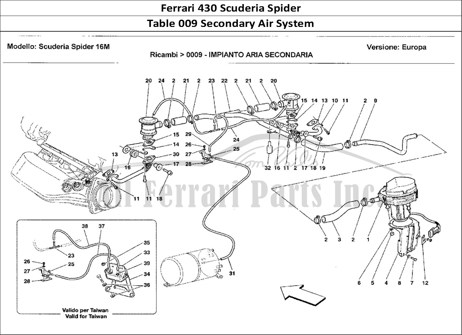 Ferrari Parts Ferrari 430 Scuderia Spider 16M Page 009 Impianto Aria Secondaria