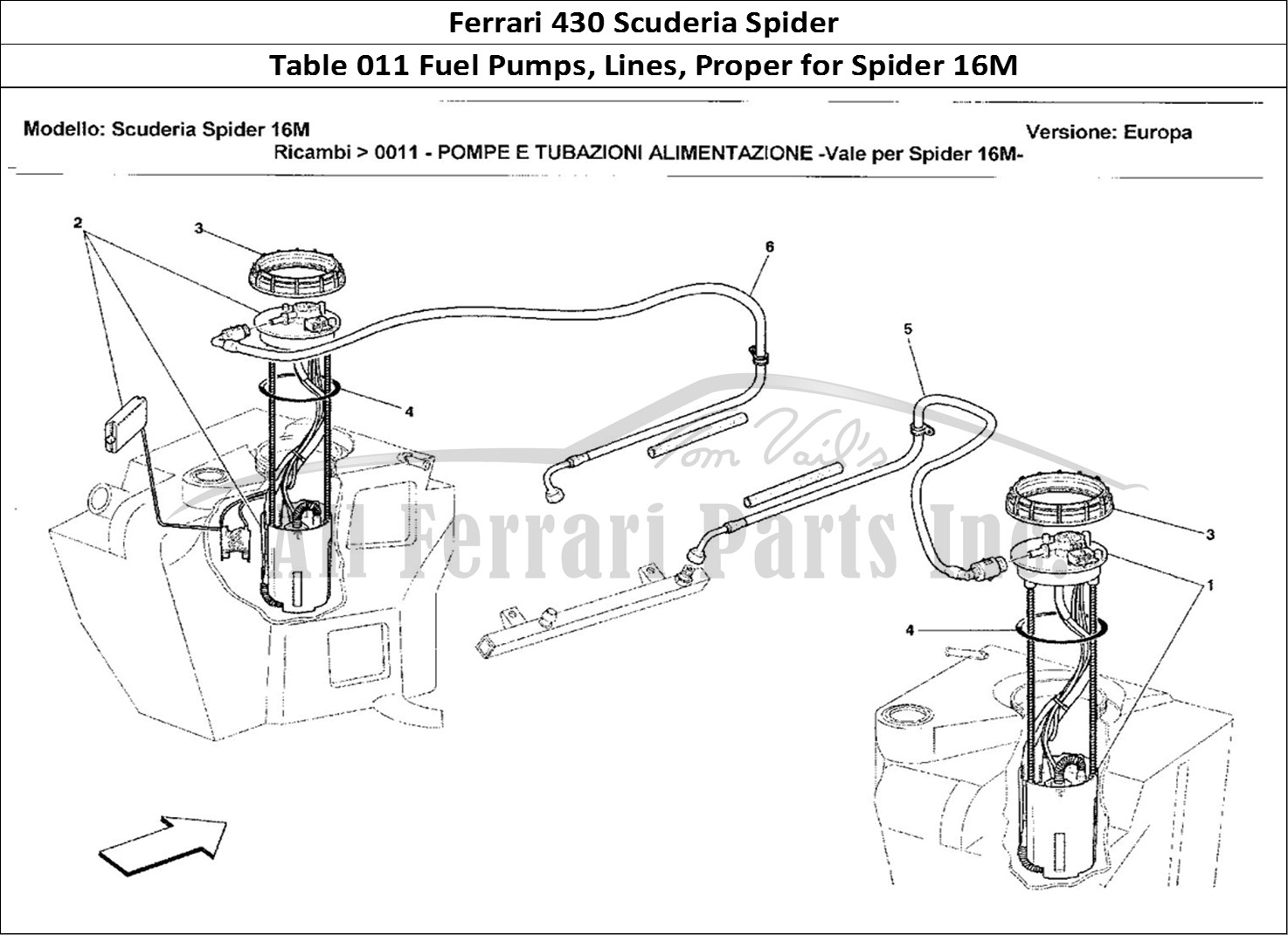 Ferrari Parts Ferrari 430 Scuderia Spider 16M Page 011 Pompe e Tubazioni Aliment
