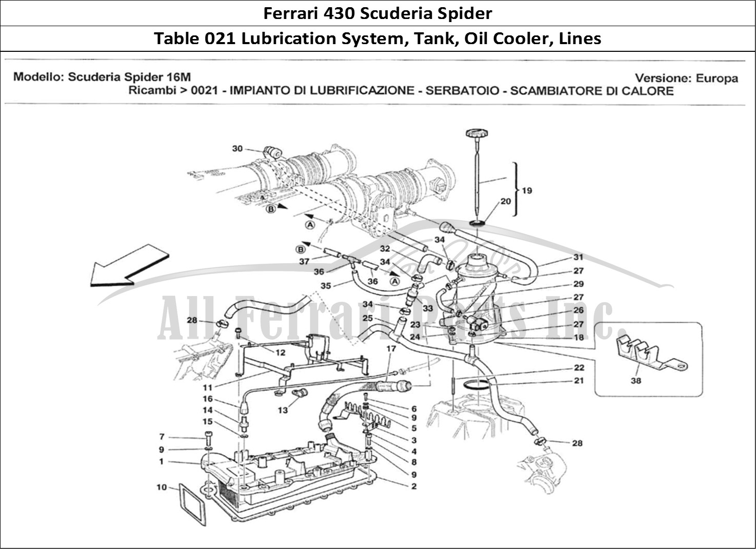 Ferrari Parts Ferrari 430 Scuderia Spider 16M Page 021 Impianto di Lubrificazion