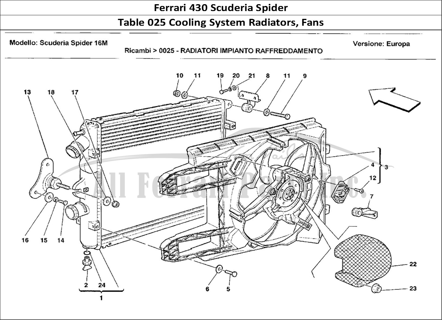 Ferrari Parts Ferrari 430 Scuderia Spider 16M Page 025 Radiatori Impianto Raffre