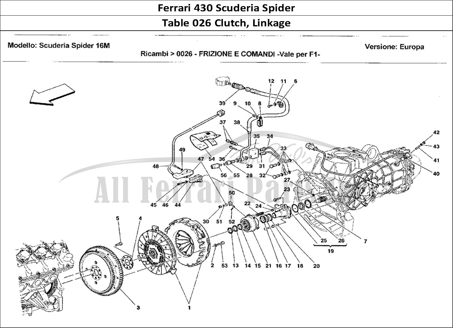 Ferrari Parts Ferrari 430 Scuderia Spider 16M Page 026 Frizione e Comandi
