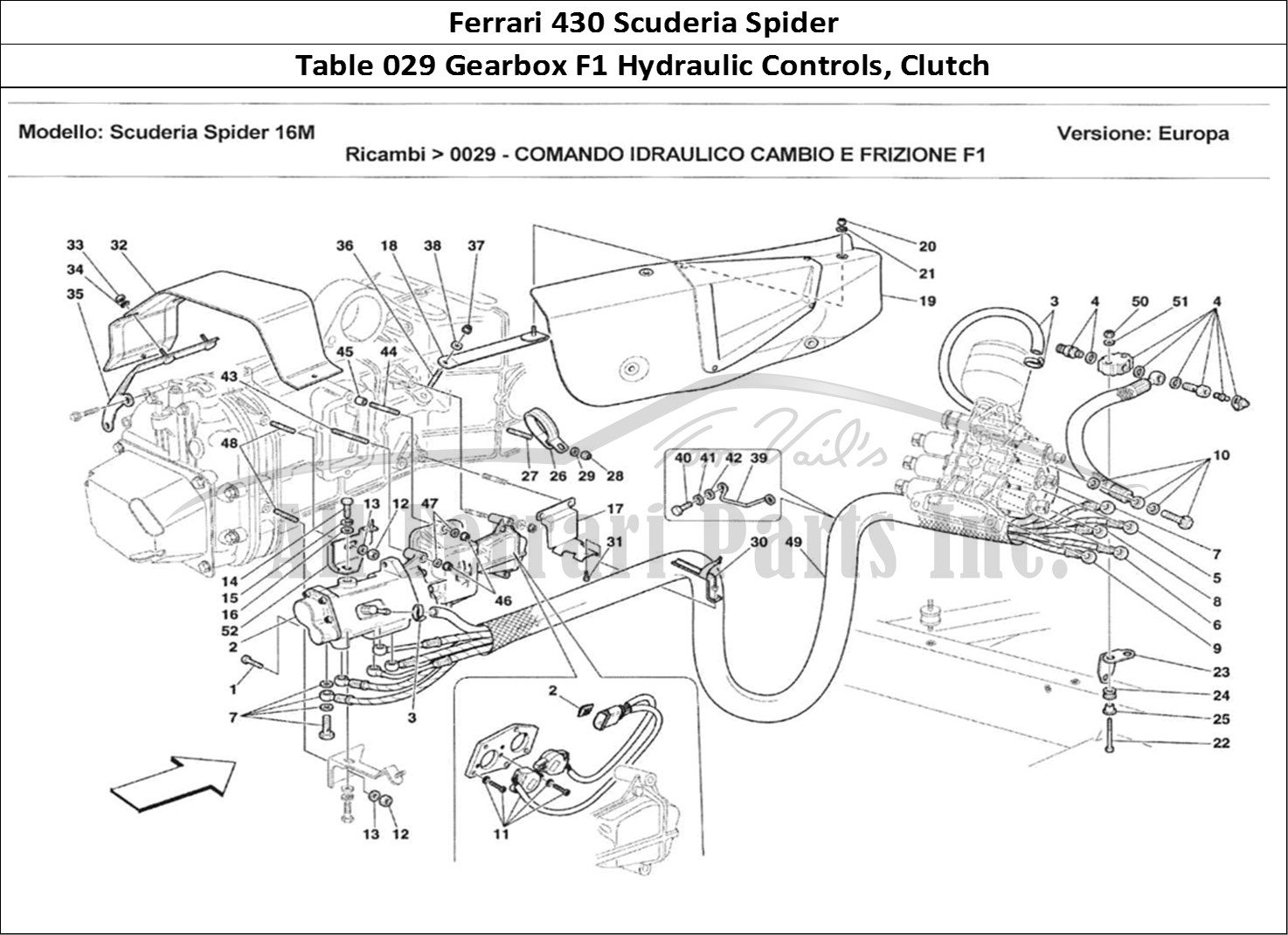 Ferrari Parts Ferrari 430 Scuderia Spider 16M Page 029 Comando Idraulico Cambio