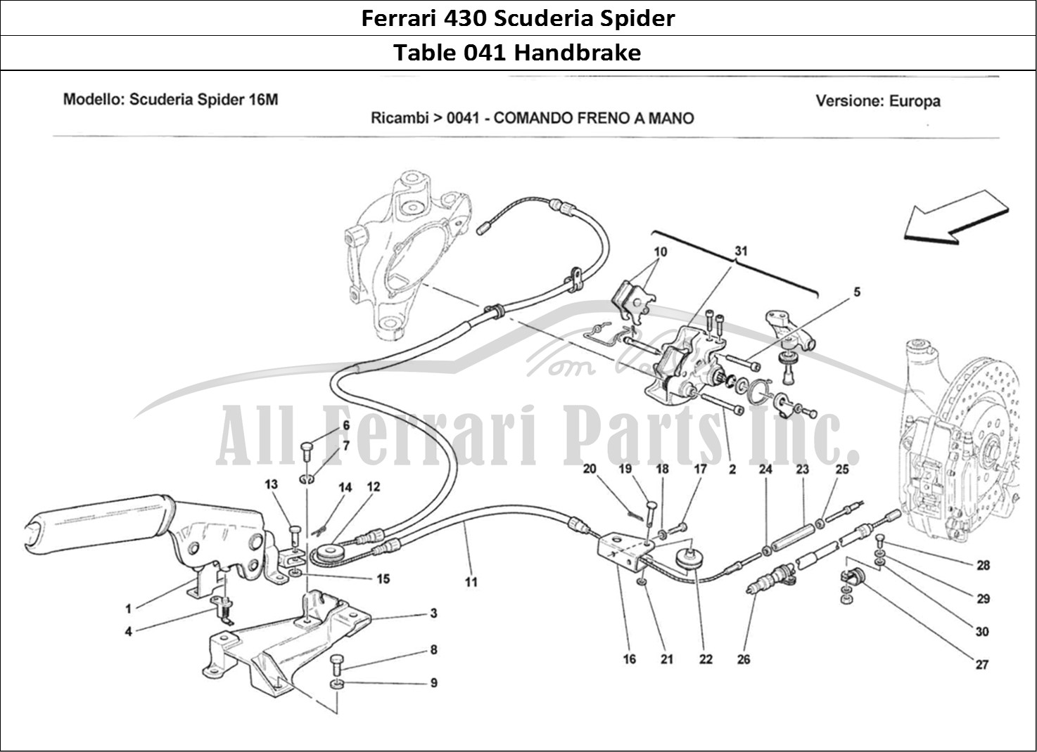 Ferrari Parts Ferrari 430 Scuderia Spider 16M Page 041 Comando Freno a Mano