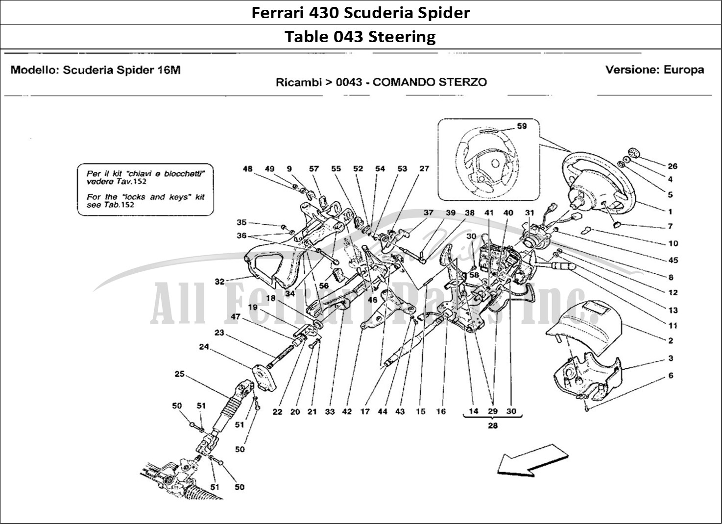 Ferrari Parts Ferrari 430 Scuderia Spider 16M Page 043 Comando Sterzo