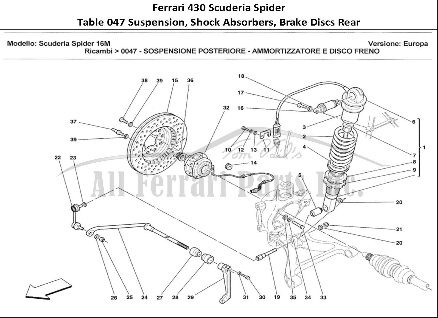 Ferrari Parts Ferrari 430 Scuderia Spider 16M Page 047 Sospensione Posteriore -