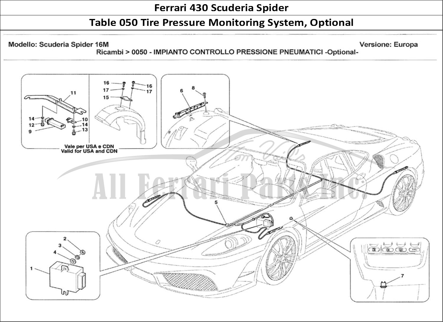 Ferrari Parts Ferrari 430 Scuderia Spider 16M Page 050 Impianto Controllo Pressi