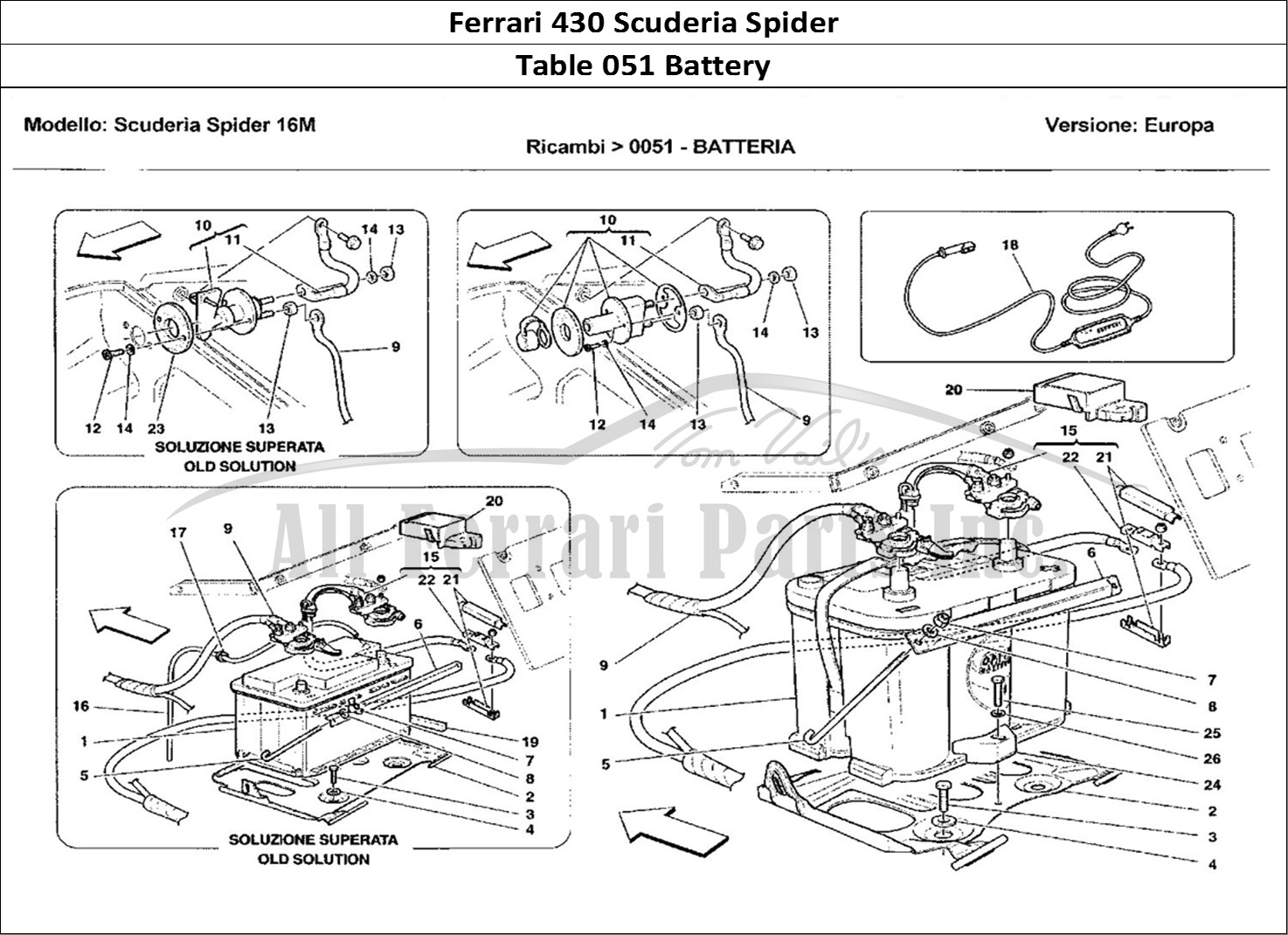 Ferrari Parts Ferrari 430 Scuderia Spider 16M Page 051 Battery