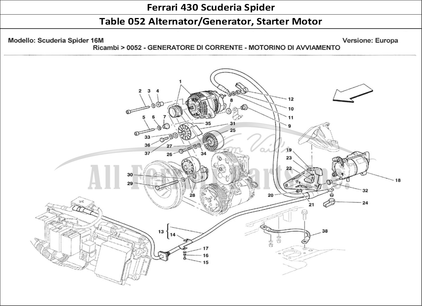 Ferrari Parts Ferrari 430 Scuderia Spider 16M Page 052 Generatore di Corrente -