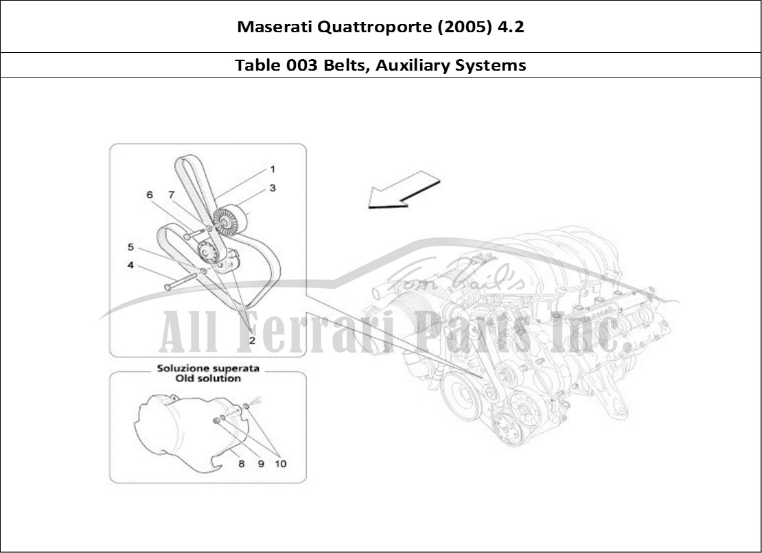 Ferrari Parts Maserati QTP. (2005) 4.2 Page 003 Auxiliary Device Belts