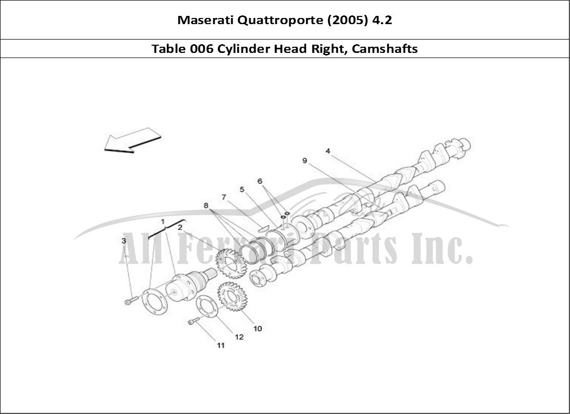 Ferrari Parts Maserati QTP. (2005) 4.2 Page 006 Rh Cylinder Head Camshaf