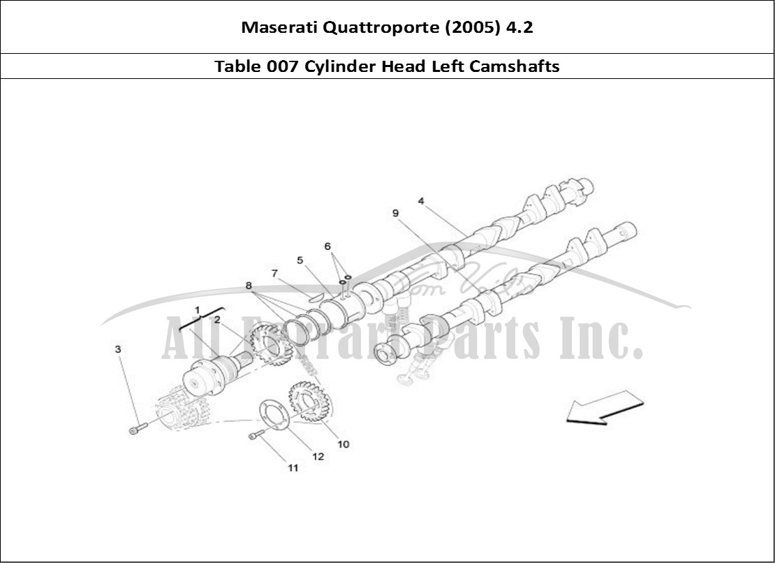 Ferrari Parts Maserati QTP. (2005) 4.2 Page 007 Lh Cylinder Head Camshaf