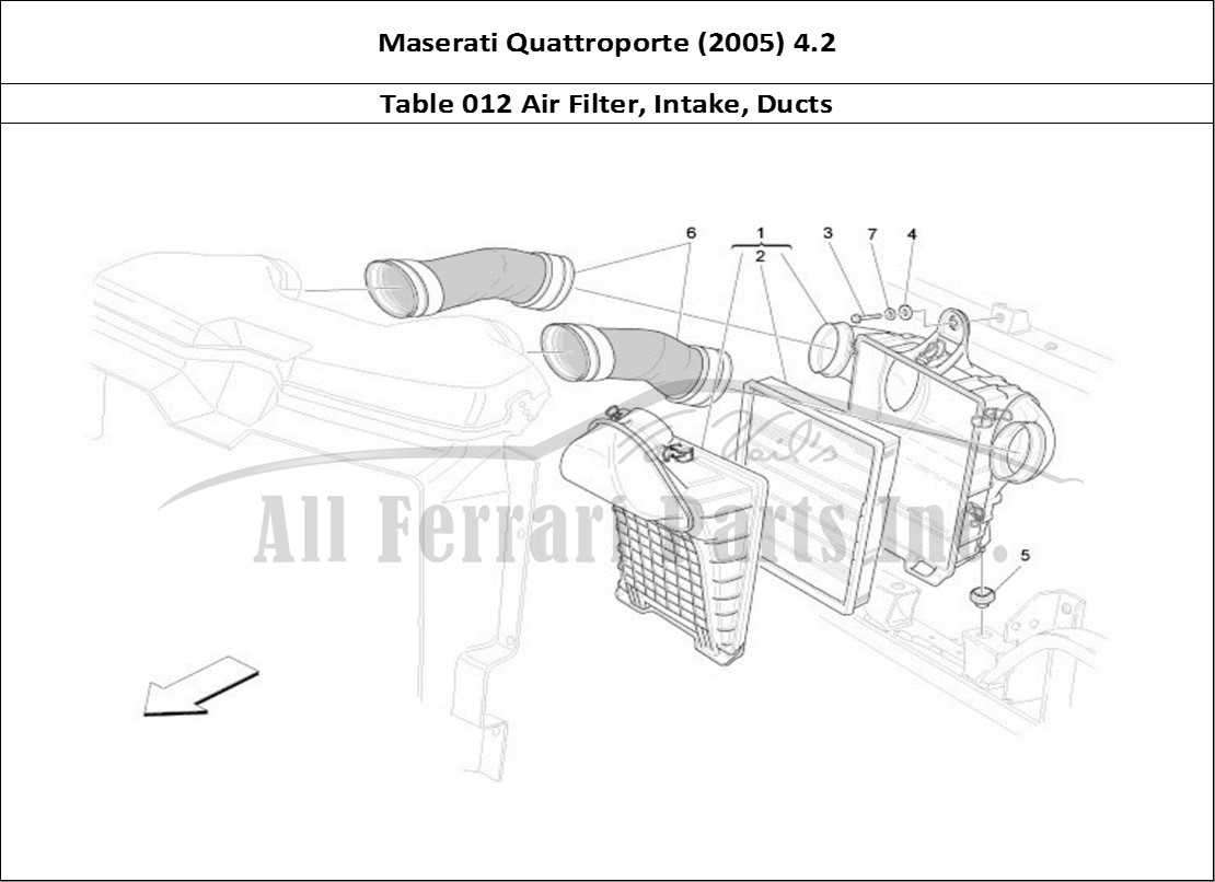 Ferrari Parts Maserati QTP. (2005) 4.2 Page 012 Air Filter, Air Intake A