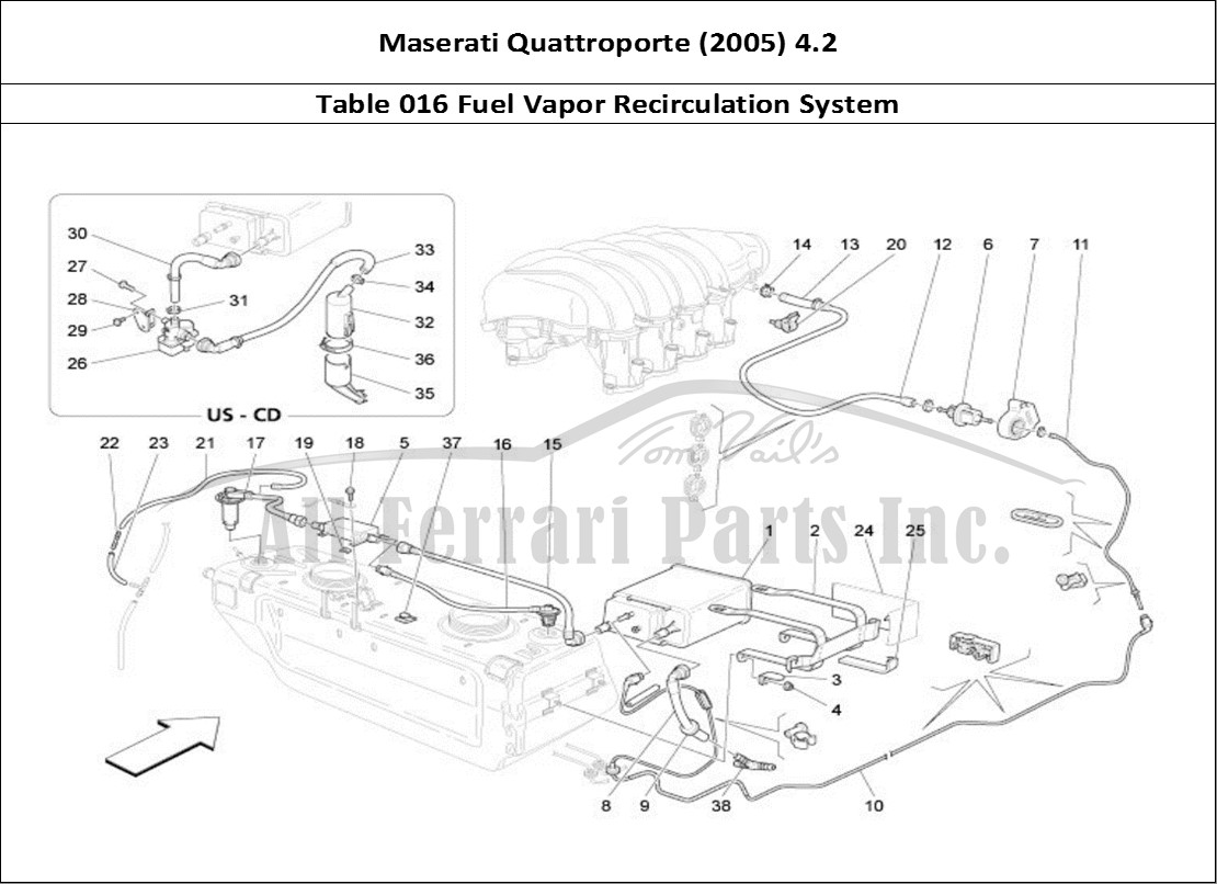 Ferrari Parts Maserati QTP. (2005) 4.2 Page 016 Fuel Vapour Recirculatio
