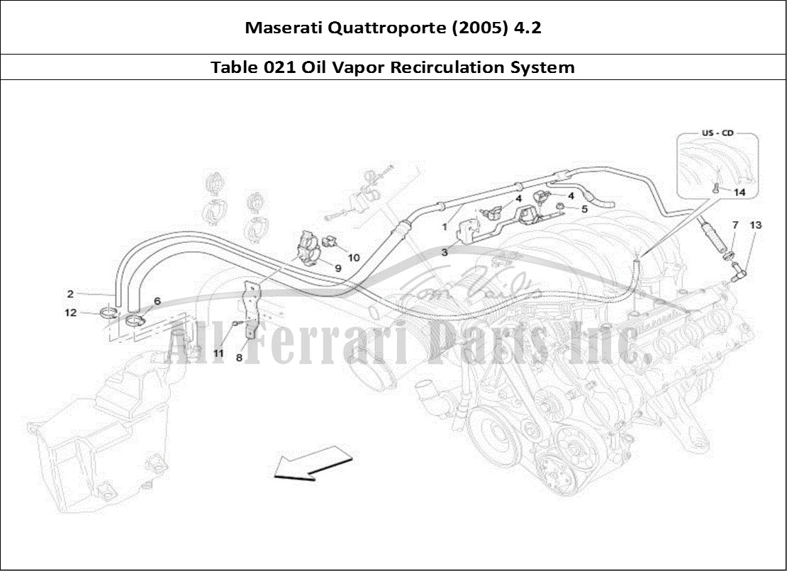 Ferrari Parts Maserati QTP. (2005) 4.2 Page 021 Oil Vapour Recirculation