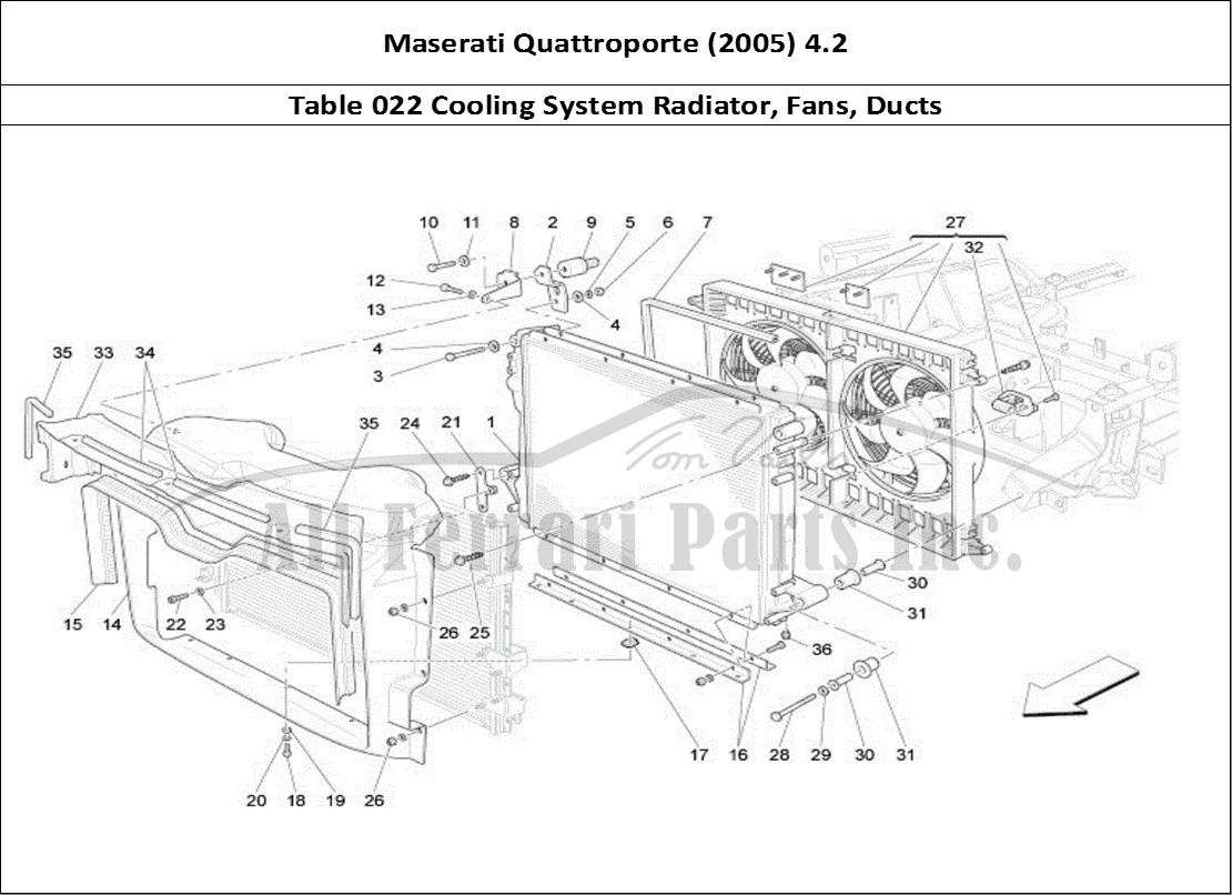 Ferrari Parts Maserati QTP. (2005) 4.2 Page 022 Cooling: Air Radiators A