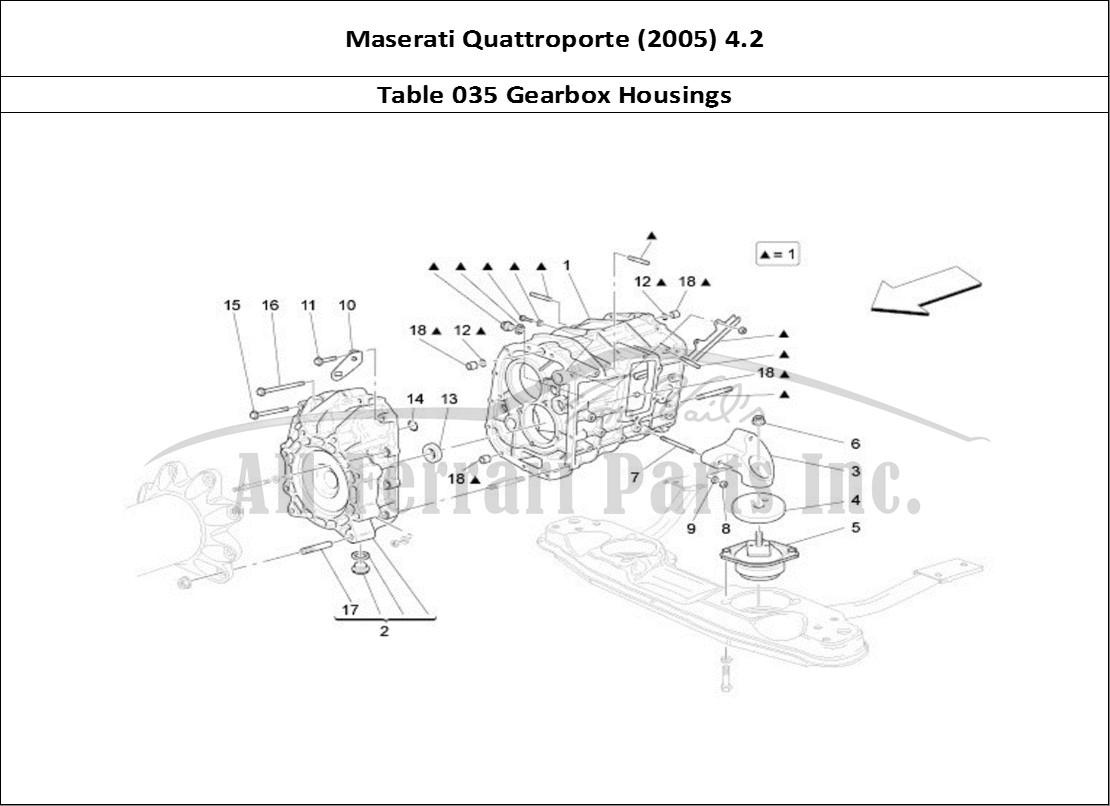 Ferrari Parts Maserati QTP. (2005) 4.2 Page 035 Gearbox Housings