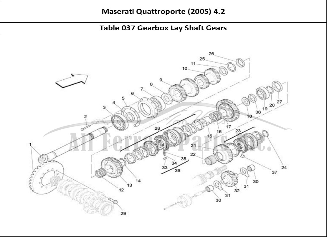 Ferrari Parts Maserati QTP. (2005) 4.2 Page 037 Lay Shaft Gears