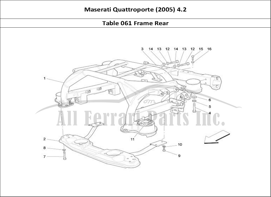 Ferrari Parts Maserati QTP. (2005) 4.2 Page 061 Rear Chassis