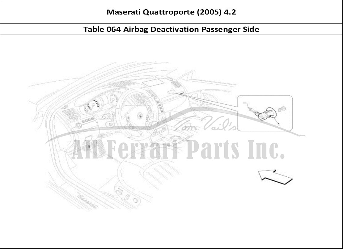 Ferrari Parts Maserati QTP. (2005) 4.2 Page 064 Passenger's Airbag-deact