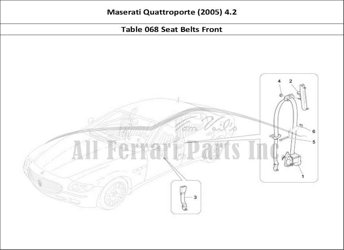 Ferrari Parts Maserati QTP. (2005) 4.2 Page 068 Front Seatbelts