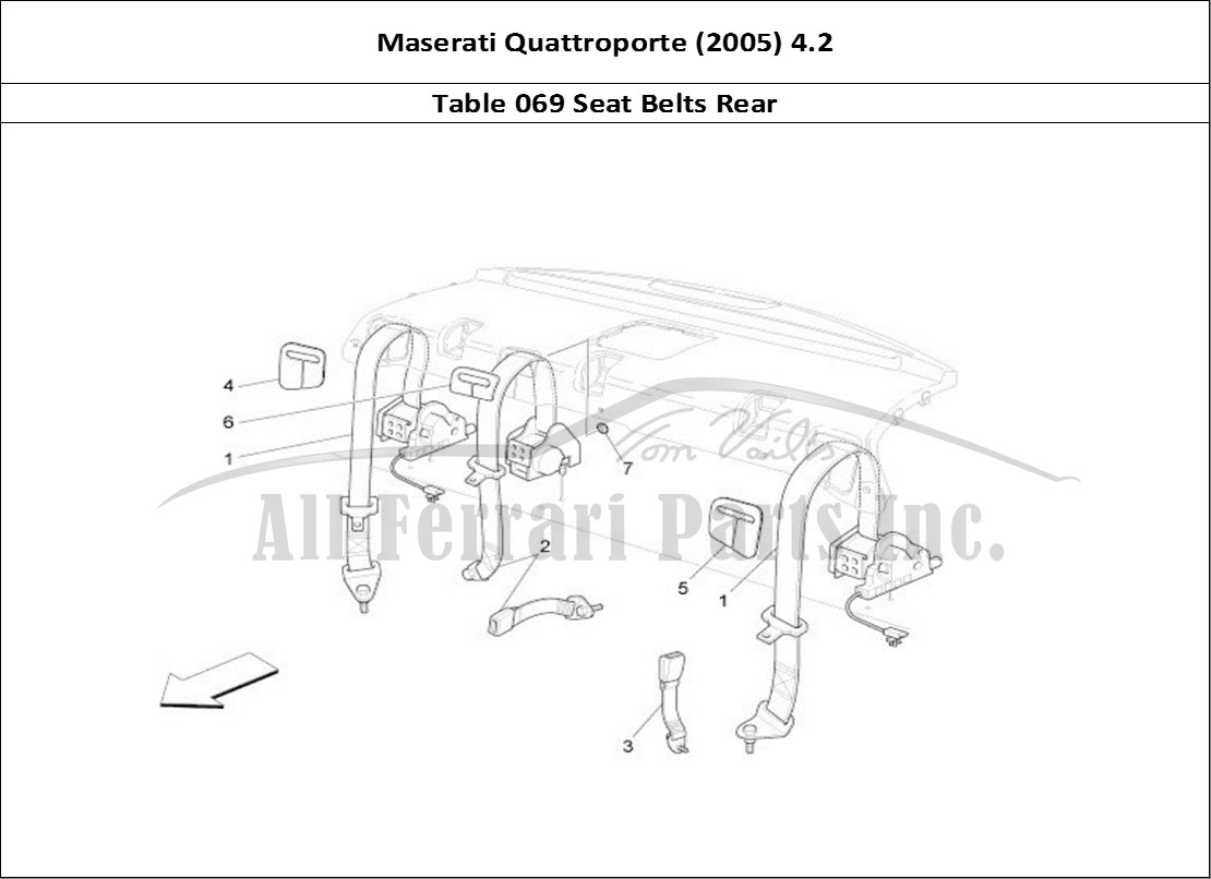 Ferrari Parts Maserati QTP. (2005) 4.2 Page 069 Rear Seat Belts