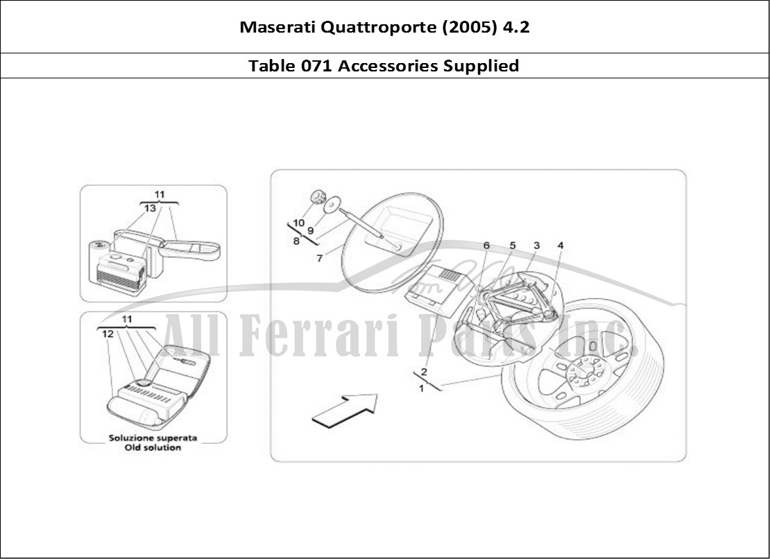 Ferrari Parts Maserati QTP. (2005) 4.2 Page 071 Accessories Provided