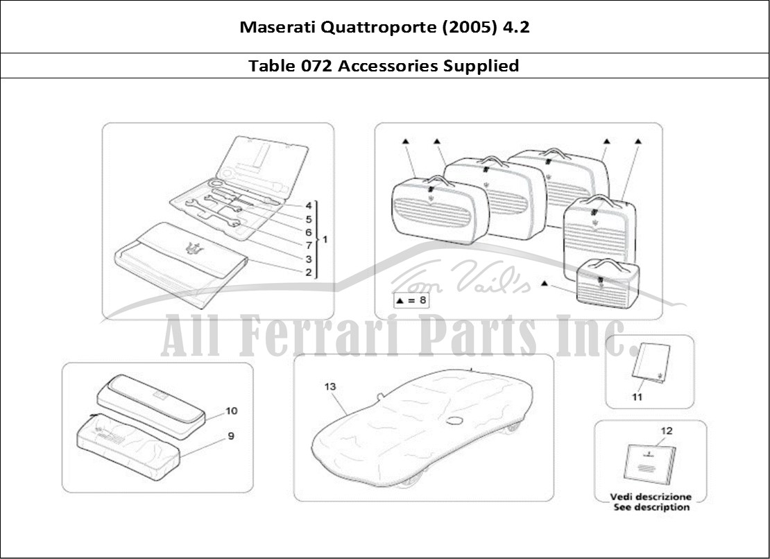 Ferrari Parts Maserati QTP. (2005) 4.2 Page 072 Accessories Provided