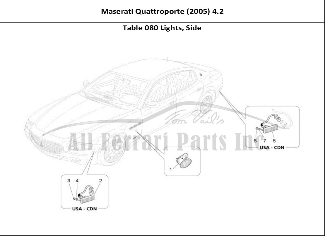 Ferrari Parts Maserati QTP. (2005) 4.2 Page 080 Side Light Clusters