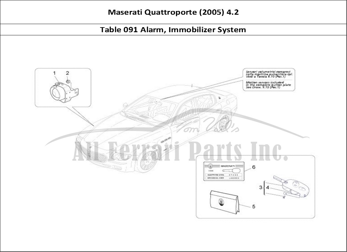 Ferrari Parts Maserati QTP. (2005) 4.2 Page 091 Alarm And Immobilizer Sy