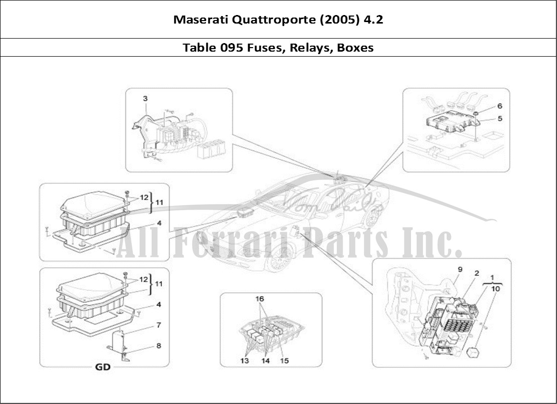 Ferrari Parts Maserati QTP. (2005) 4.2 Page 095 Relays, Fuses And Boxes