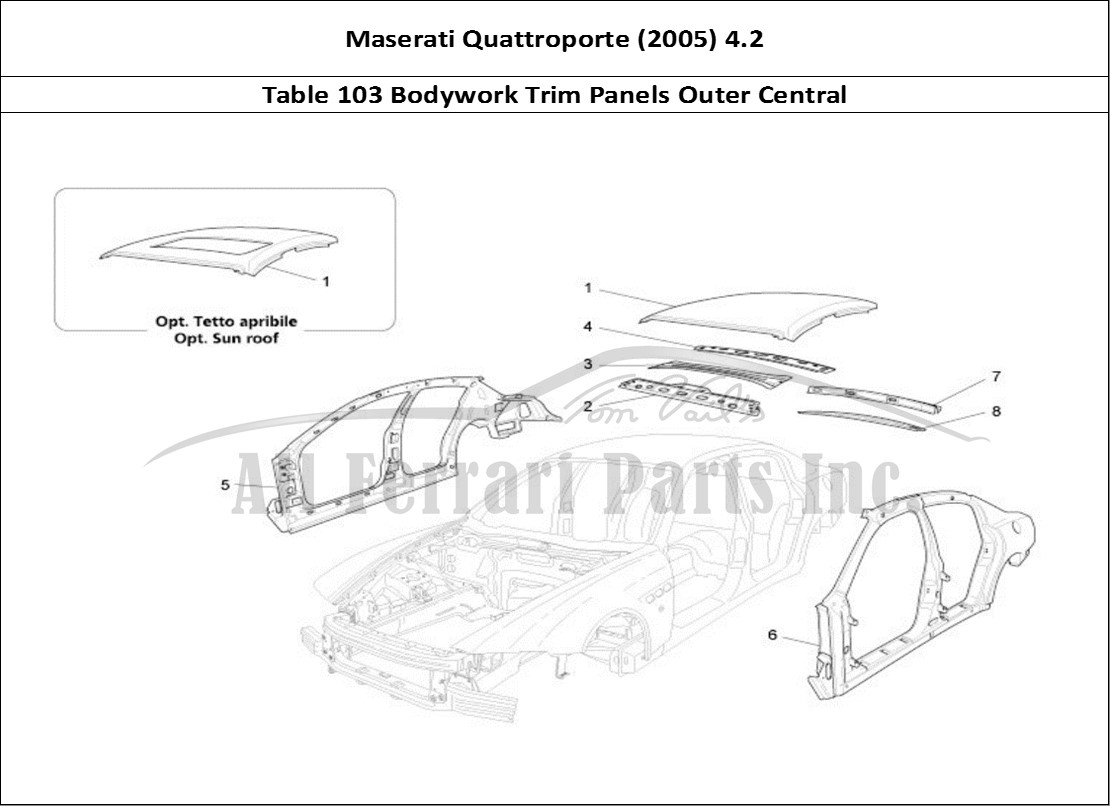 Ferrari Parts Maserati QTP. (2005) 4.2 Page 103 Bodywork And Central Out