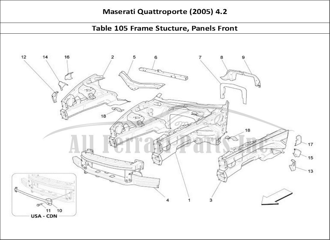 Ferrari Parts Maserati QTP. (2005) 4.2 Page 105 Front Structural Frames
