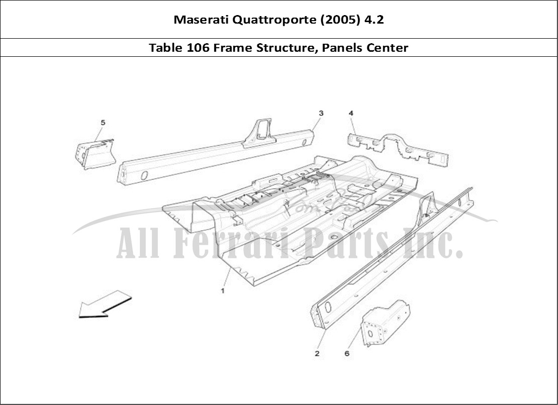 Ferrari Parts Maserati QTP. (2005) 4.2 Page 106 Central Structural Frame