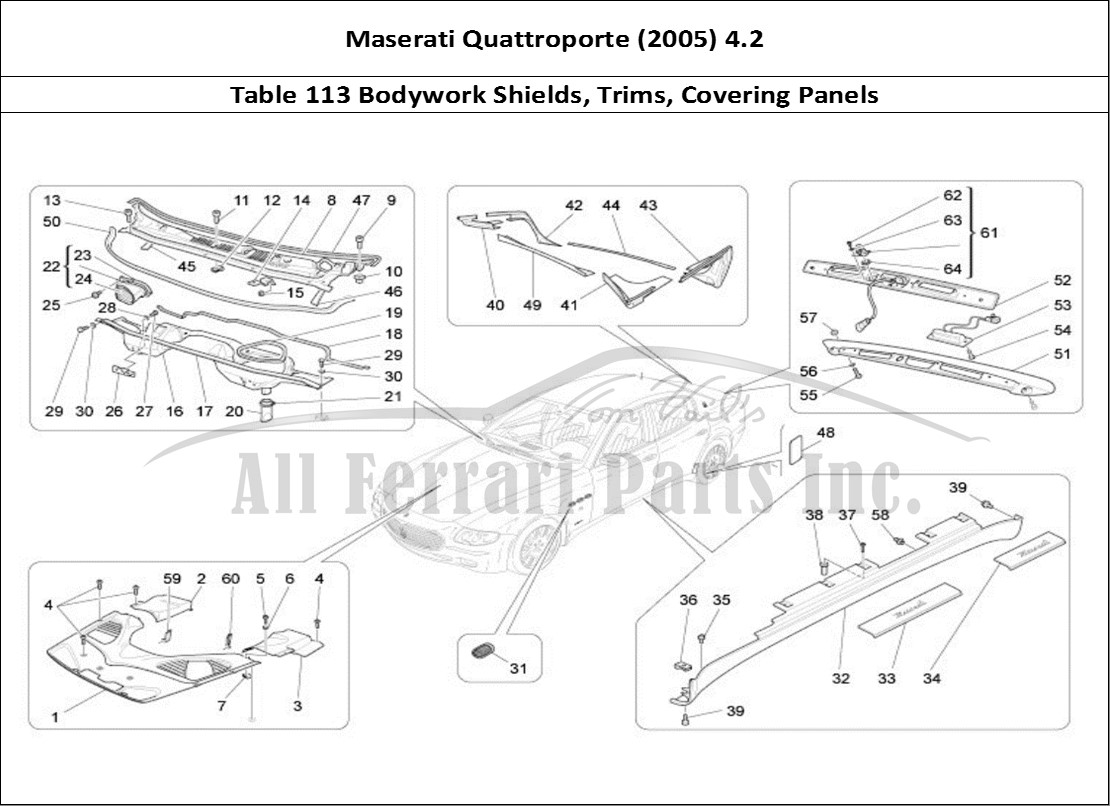 Ferrari Parts Maserati QTP. (2005) 4.2 Page 113 Shields, Trims And Cover