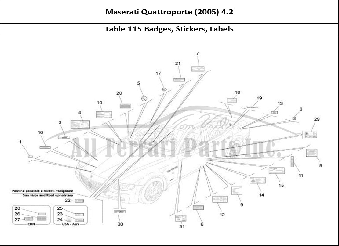 Ferrari Parts Maserati QTP. (2005) 4.2 Page 115 Stickers And Labels